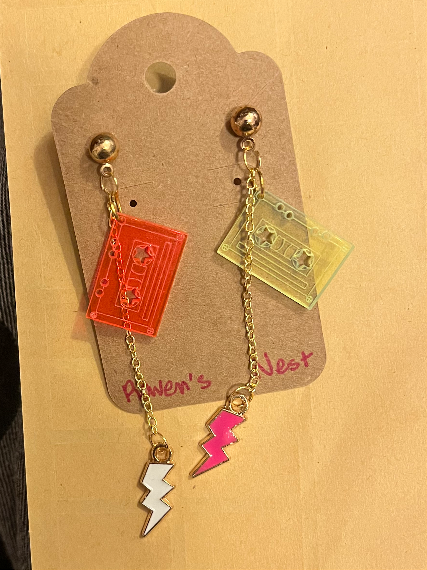 Glamrock Chica cassette tape earrings