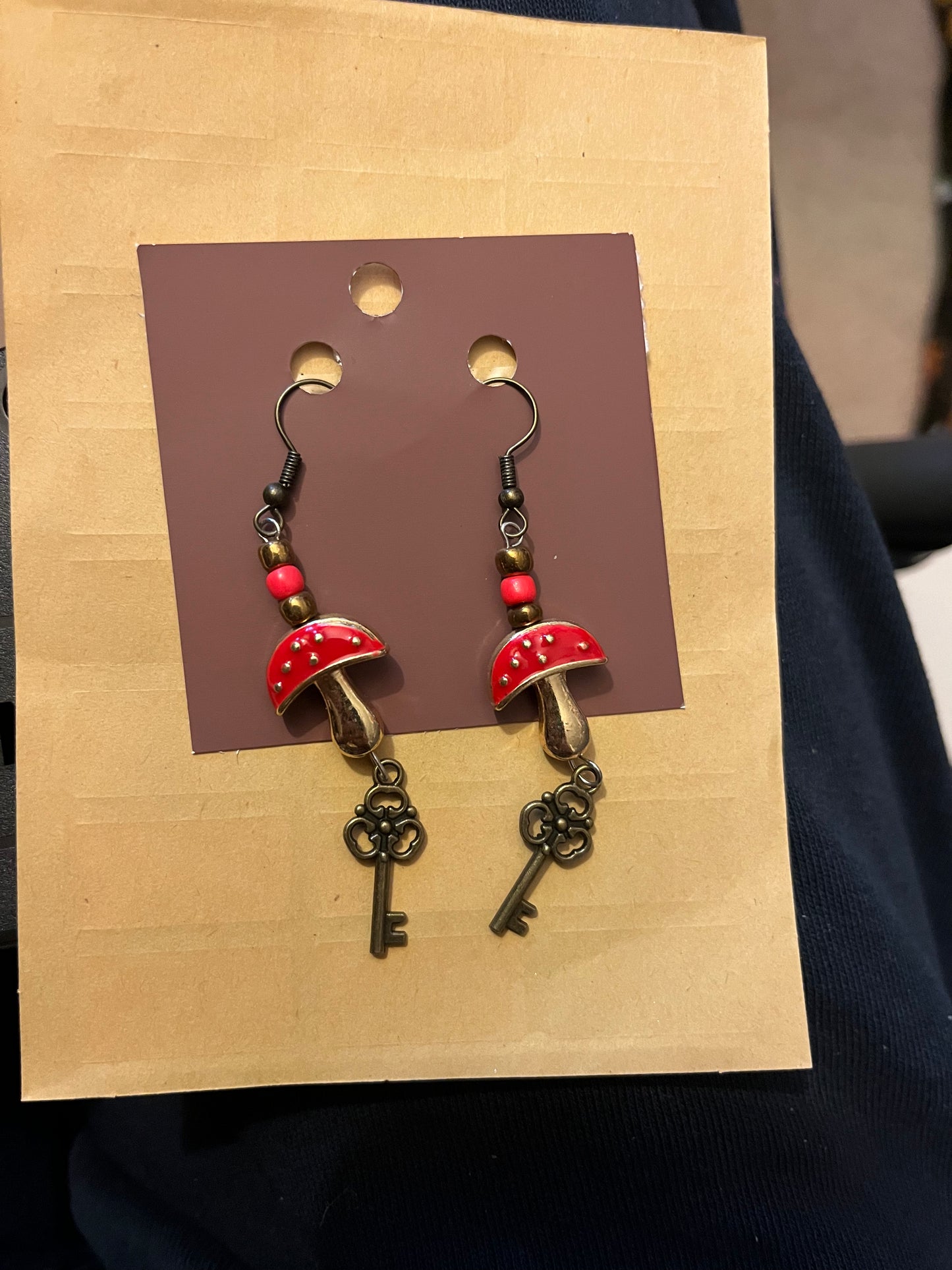 Mushroom key earrings
