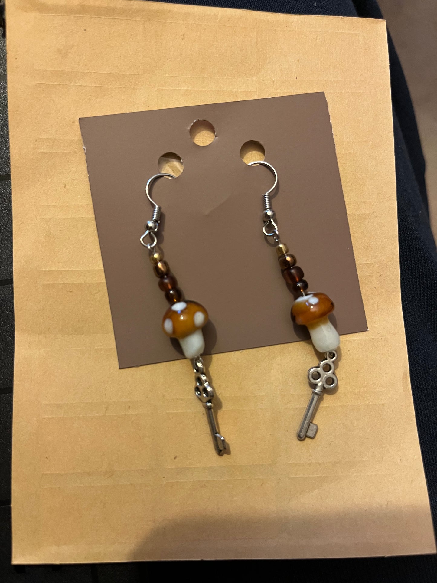 Mushroom key earrings