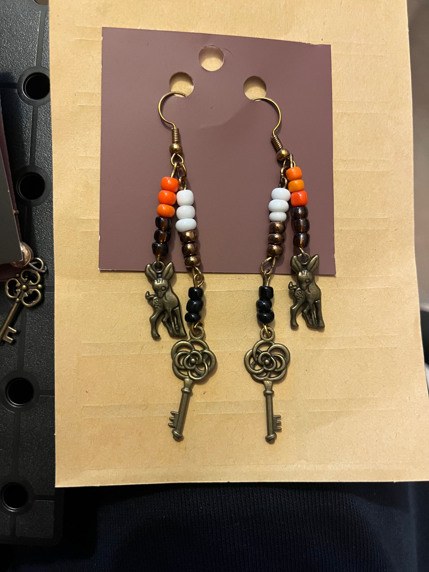 Deer key earrings