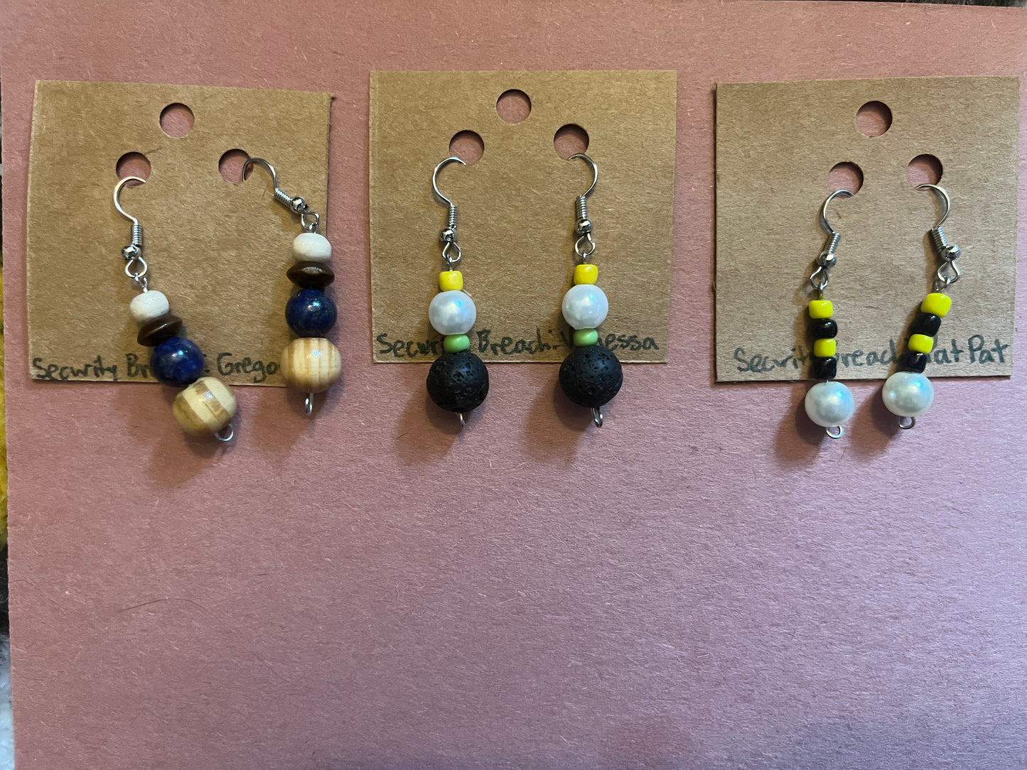 Security Breach themed earrings
