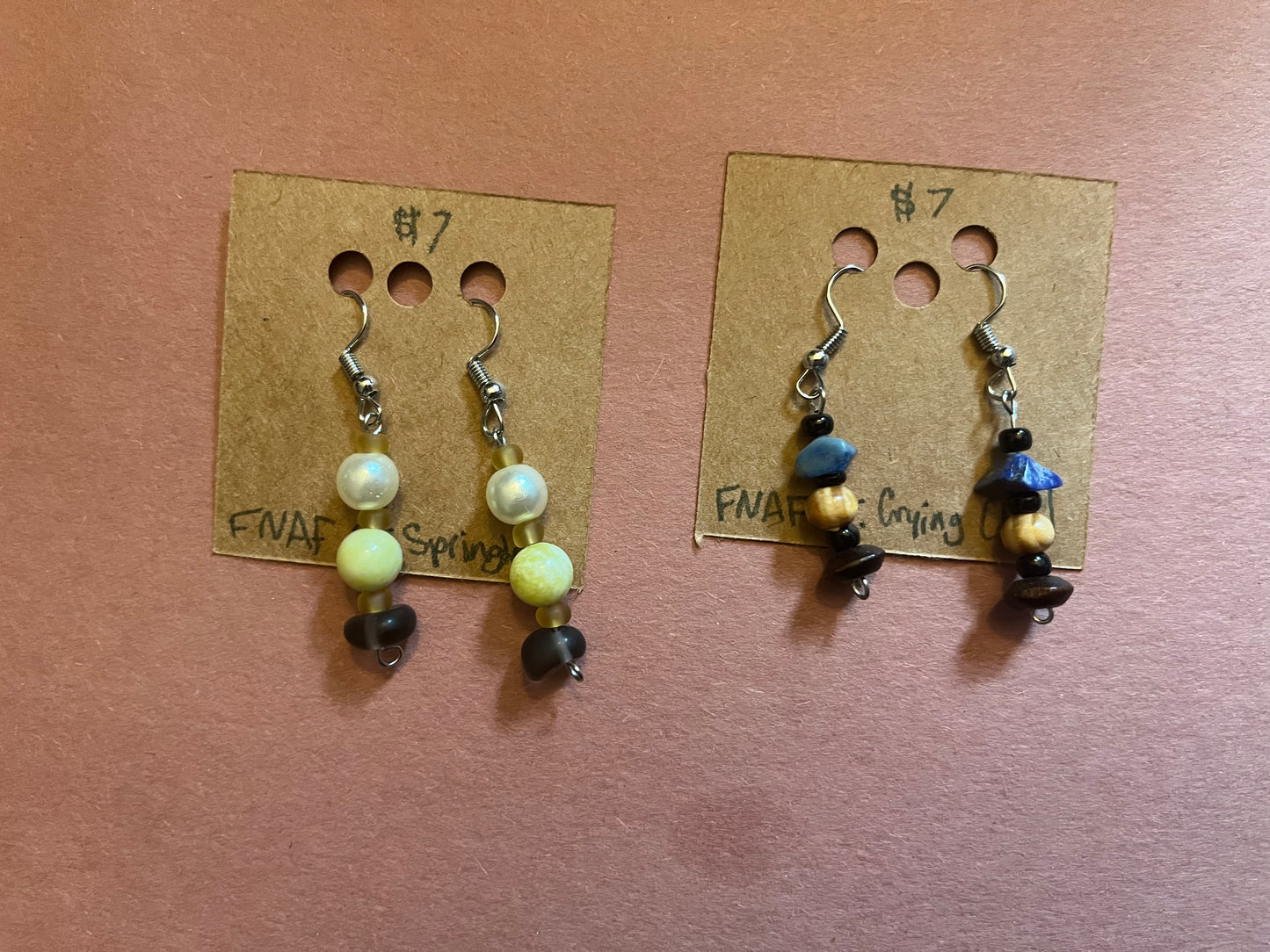 FNAF 3 and 4 themed earrings