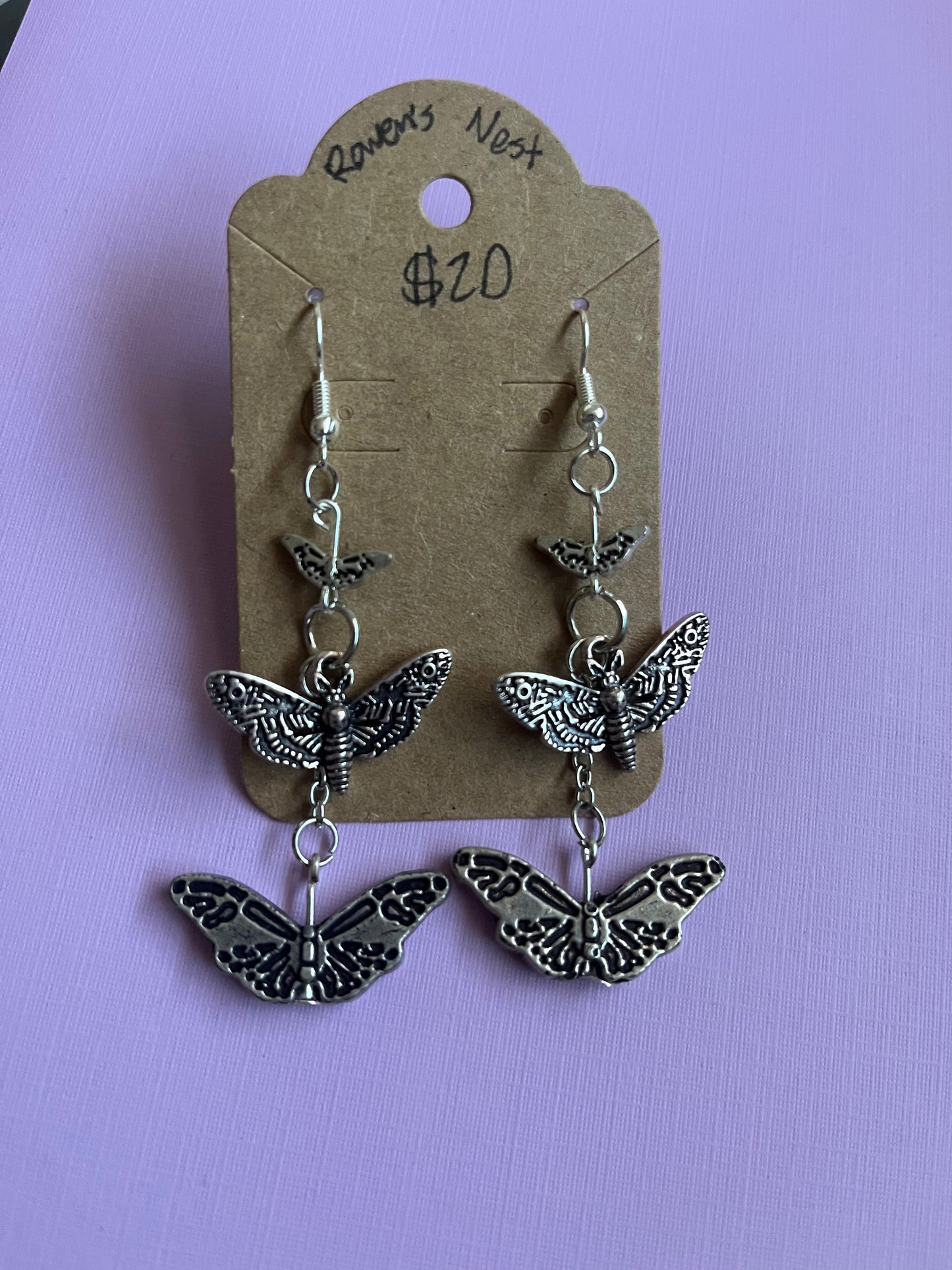Moth butterfly gothic earrings