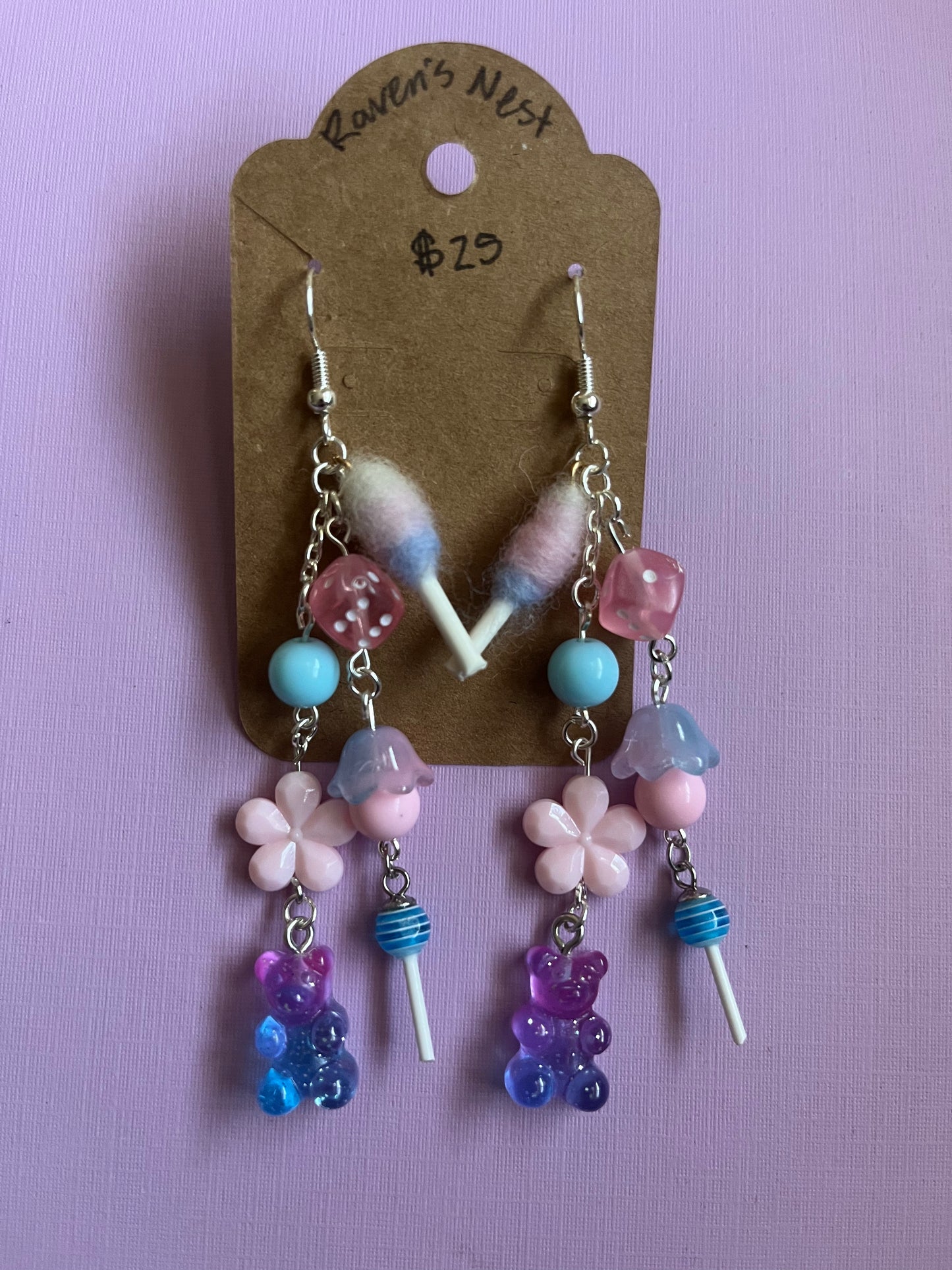 Blue purple pink candy earrings