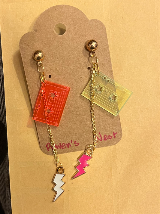 Glamrock Chica cassette tape earrings