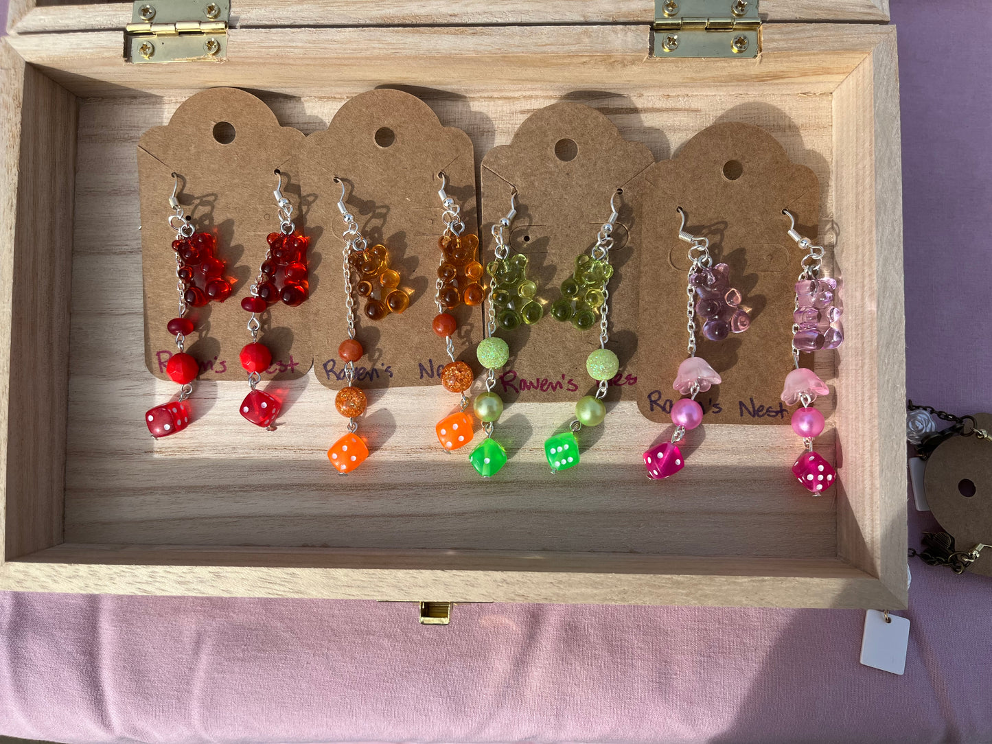 Gummy bear dice earrings