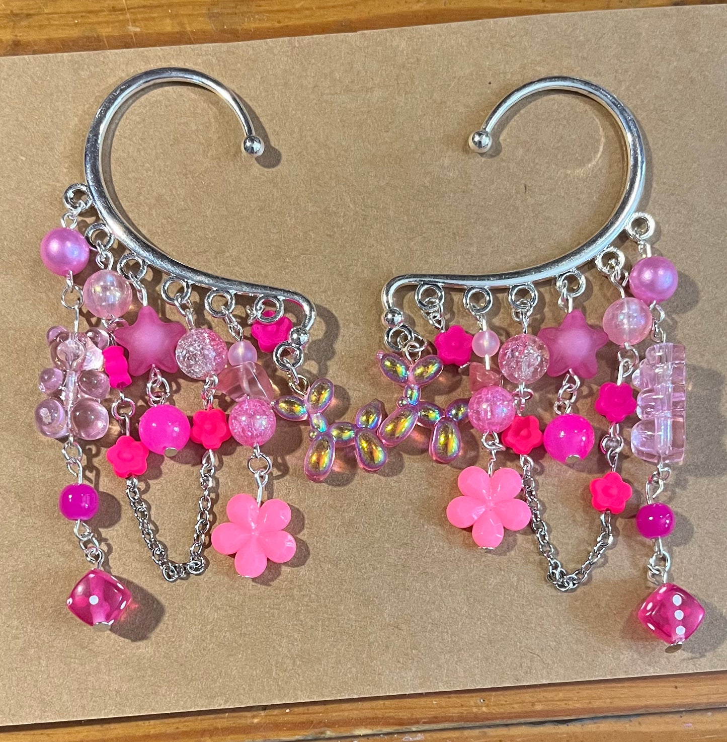 Hot pink ear cuffs