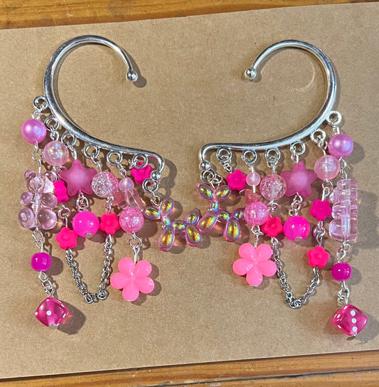 Hot pink ear cuffs