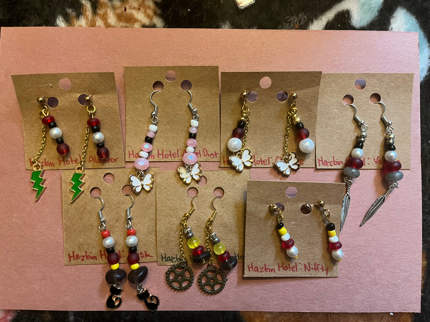 Hazbin Hotel themed earrings