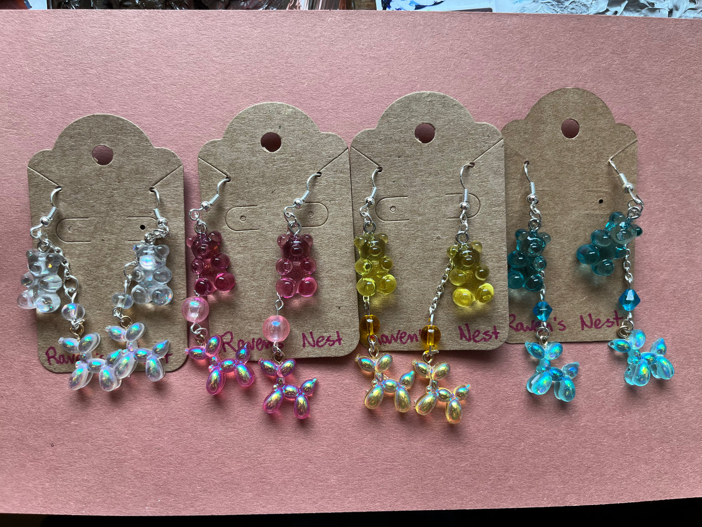 Gummy bear/balloon animal earrings