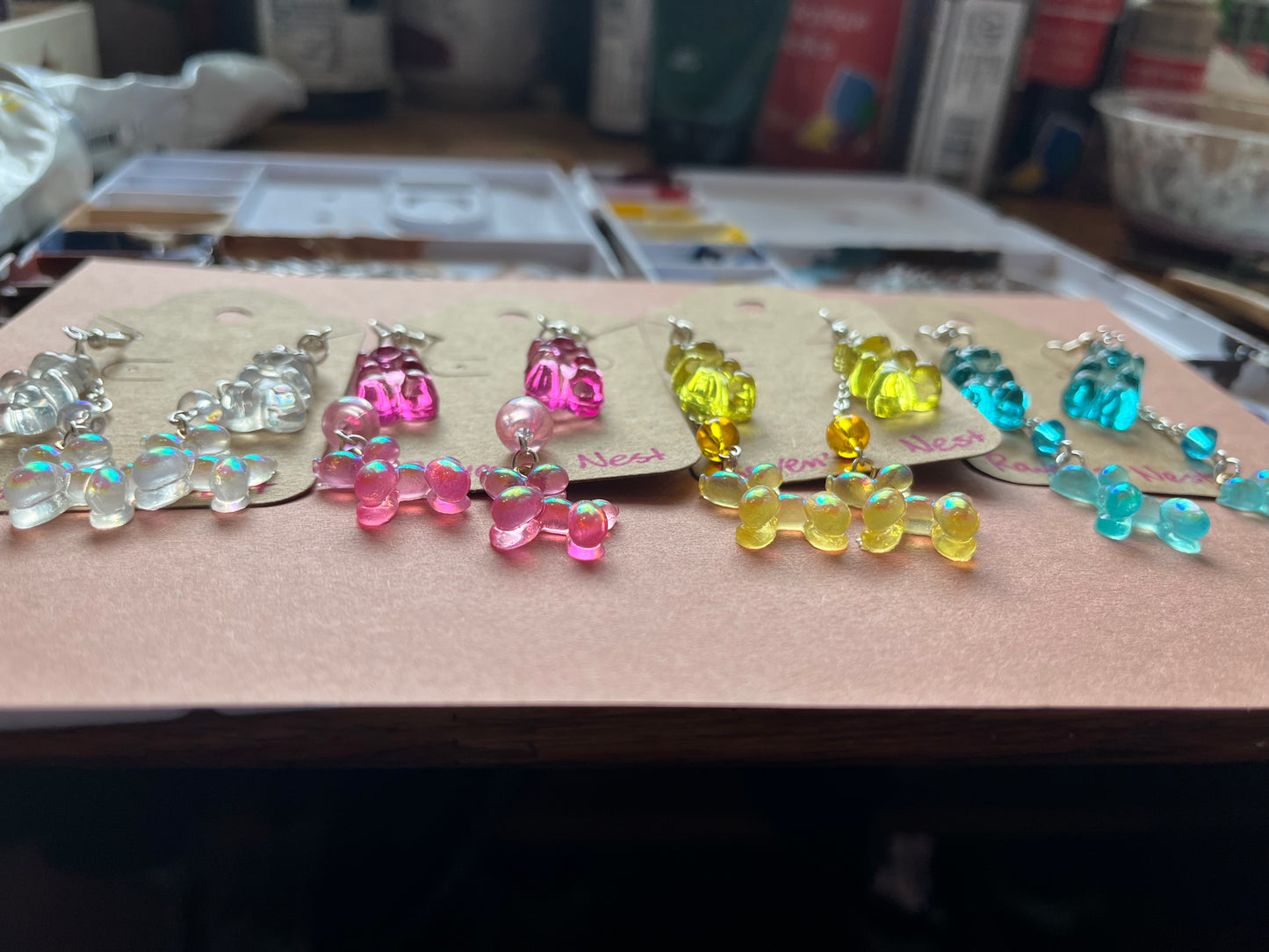 Gummy bear/balloon animal earrings