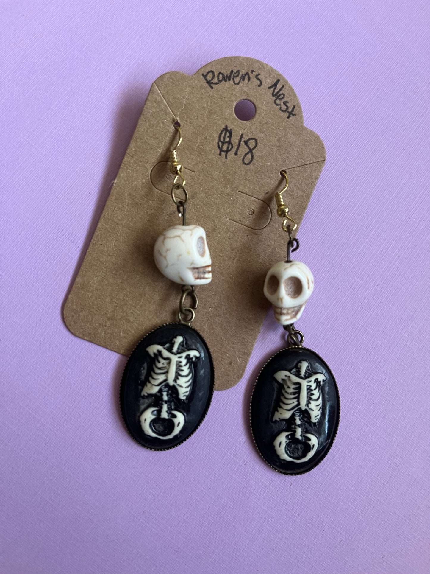 Skull skeleton gothic earrings