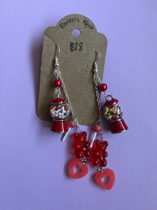 Red candy circus earrings