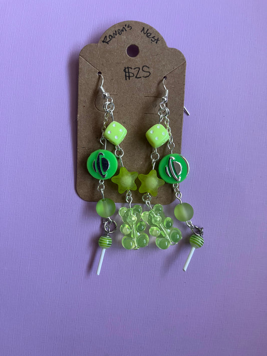 Green candy arcade earrings