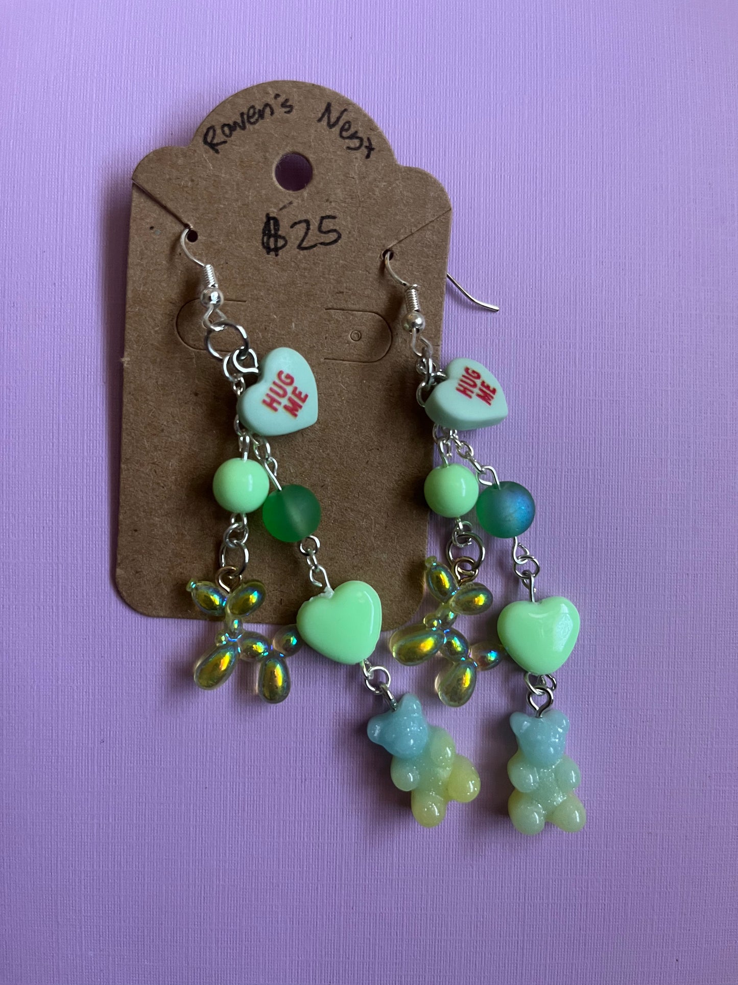 Green candy circus earrings
