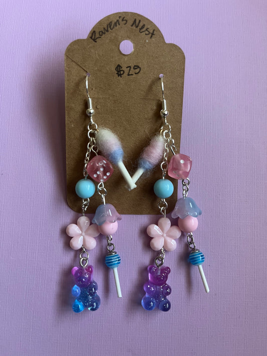 Blue purple pink candy earrings