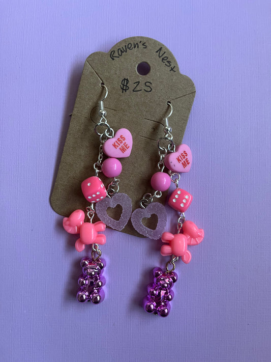 Hot pink candy circus earrings